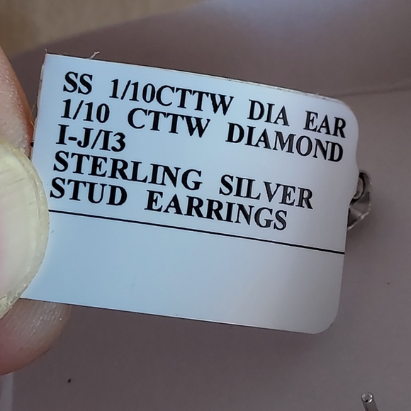 Sterling Silver & Diamond Stud Earrings - Picture 7 of 14